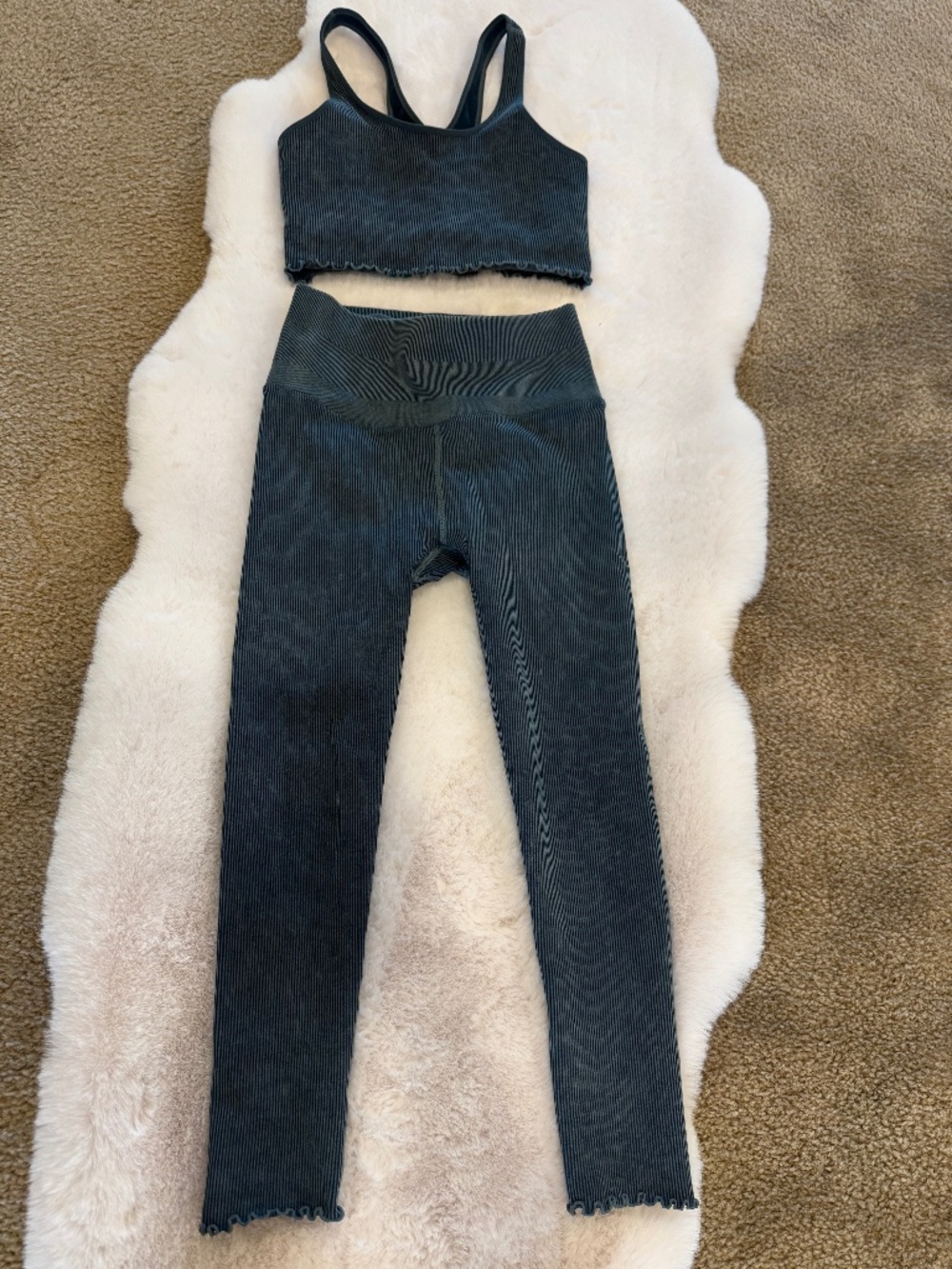 Spiritual Gangster Love Sculpt Seamless Ribbed Matching Set-Sage Green